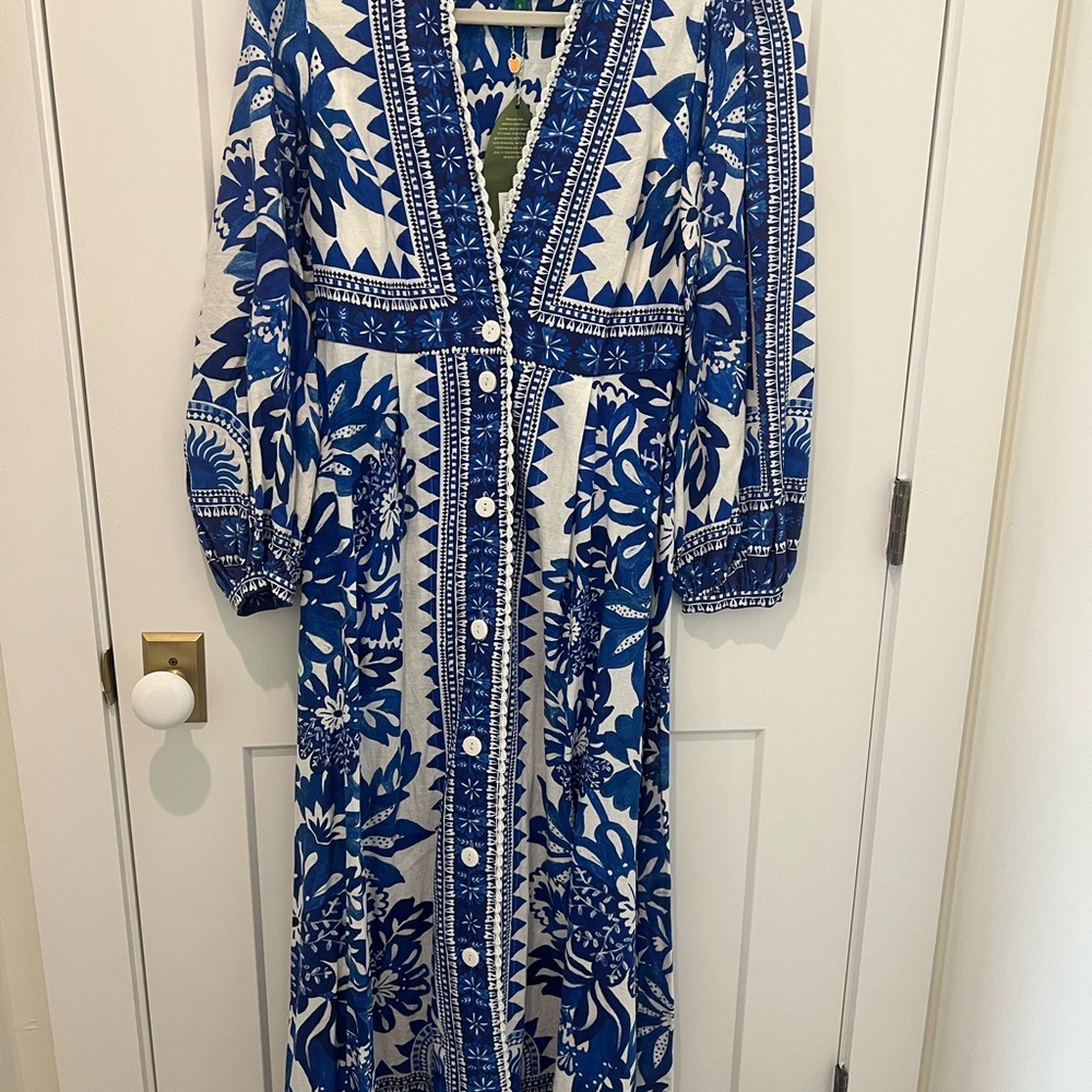 Farm Rio NWT blue and white dress 2024.  size S